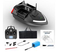 GPS Smart Fishing RC Bait Boat,Auto Cruise Double Motor Three Hoppers Large Capacity LED Night Light Fish Finder Ship Boat,12000mAh (Black)