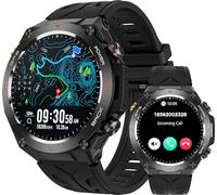 GPS Smart Watch Running Watches with Bluetooth Call, Fitness Tracker Heart Rate Monitor Sleep Tracker Pedometer Step Counter, Compass Waterproof Military Smartwatches for Android iOS Phones