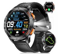 GPS Smart Watches for Men,1.43"AMOLED Fitness Tracker with LED Flashlight/Compass/530mAh Battery/Pedometer, Heart Rate/SpO2/Sleep Monitor IP68 Outdoor Sports Smartwatch for Android iOS,100+Sport Modes