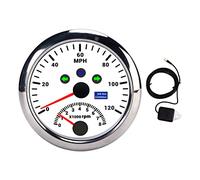 GPS Speedometer Gauge Tachometer 0 120MPH 8000 RPM High Accuracy Overspeed Alarm LCD Red Backlight Weatherproof for 12V 24V Car Boat ATV Stainless Steel Bezel 85mm ((CX8192 blanco))