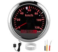 GPS Speedometer Odometer Boat Yacht Motorcycle Engineering Machinery 85mm Multi Function ABS 316 Stainless Steel Mirror Tempered Glass 9 32V DC IP67 (Black Dial)