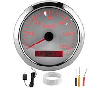GPS Speedometer Odometer Boat Yacht Motorcycle Engineering Machinery 85mm Multi Function ABS 316 Stainless Steel Mirror Tempered Glass 9 32V DC IP67 (White Dial)