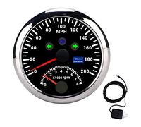 GPS Speedometer Tachometer Gauge High Accuracy 0 200MPH 0 8000rpm Overspeed Alarm LCD Red Backlight for Car Boat 12V 24V Vehicles 85mm ((Negro CX8193))