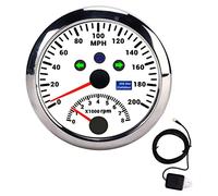 GPS Speedometer Tachometer Gauge High Accuracy Overspeed Alarm LCD Red Backlight 0 200MPH 0 8000RPM for Cars Boats RVs 85mm ((CX8194 blanco))