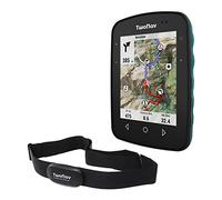TwoNav Terra + Chest Heart rate monitor, GPS bike computer with 3.7-inch wide screen for mountain, hiking, MTB, bicycle with maps included. Colour Turquoise