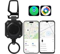 GPS Tracker for Keychain Works for iOS and Android Heavy Duty Metal Retractable Reel Keychain Carabiner Key Chains GPS Tracker Bluetooth Tracker with Apple Find My and Google Find Hub Compatibility