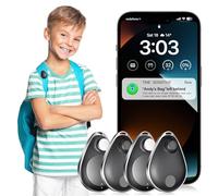 GPS Tracker for Kids 4 Pack, Security Air Tags with Pins Works with Apple Find My (iOS only),Lost Mode, Mfi Certified Anti-Removal Tracking Device for Children, Elderly, Pets, Backpack,No monthly Fee