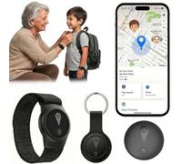 GPS Tracker for Kids, Real-Time GPS Tracking Device for Seniors w/Wearable Wristband & Keychain Design, No Monthly Fee/No SIM Card, Lightweight Locator Works w/iOS Find My, Long Standby, Waterproof