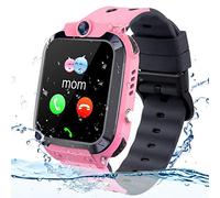 GPS Tracker Watch for Kids, IP68 Waterproof Smartwatch With Phone, Alarm Clock, Game Camera - Compatible With 2G T-Mobile - Birthday Gift (Pink)