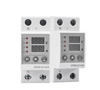GPS8 Din Rail Dual Display Adjustable Over Voltage Current Under Voltage Protective Device Protector Relay 63A 220V 230V(GPS8-02-Down Wiring,63A)