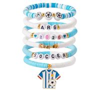 GPSRIVULET 2026 World Soccer Game Tournament Beaded Bracelets Stack for Women Men, Soccer Jewelry Game Day Fan Accessories Gifts for USA Brazil Argentina Soccer Fans, One size, Elastic, Beads, no