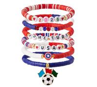 GPSRIVULET 2026 World Soccer Game Tournament Beaded Bracelets Stack for Women Men, Soccer Jewelry Game Day Fan Accessories Gifts for USA Brazil Argentina Soccer Fans, One size, Elastic, Beads, no
