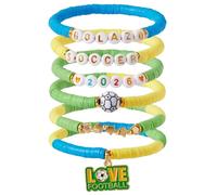 GPSRIVULET 2026 World Soccer Game Tournament Beaded Bracelets Stack for Women Men, Soccer Jewelry Game Day Fan Accessories Gifts for USA Brazil Argentina Soccer Fans, One size, Elastic, Beads, no