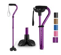 GPTCAMP G1 Walking Stick for Women and Men, Lightweight Heavy Duty, Large Four Base Walking Stick with Freestanding Stand for Elderly and Leg Injuries