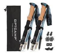 GPTCAMP Nordic Walking Stick, TPZ-1, Blue 2pc Folding Collapsible Hiking Poles with Metal Quick Lock, Cork Handle, Lightweight 7075 Aluminum Trekking Poles for Seniors Women Men Hiking Gear
