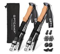 GPTCAMP Trekking Poles Collapsible Hiking Poles with Cork EVA Handle, Ultralight Aviation Aluminum Alloy 7075 Trekking Sticks with Quick Lock System for Senior Women and Men 2pc Set (Black)