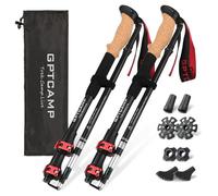 GPTCAMP Walking Sticks,Trekking Poles Collapsible Hiking Poles,Lightweight Folding Travel Walking Pole for Men Women,2pc Adjustable Hiking Stick with EVA Foam Grips for Backpacking,Red