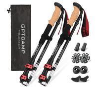 GPTCAMP Walking Sticks,Trekking Poles Collapsible Hiking Poles,Lightweight Folding Travel Walking Pole for Men Women,2pc Adjustable Hiking Stick with EVA Foam Grips for Backpacking,Red