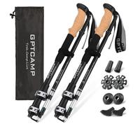 GPTCAMP Walking Sticks,Trekking Poles Collapsible Hiking Poles,Lightweight Folding Travel Walking Sticks for Men Women,2pc Adjustable Hiking Sticks with EVA Foam Grips for Backpacking,Black