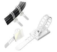 GPtzlei 100 Packs White Adhesive Cable Clips, Adjustable Reusable Zip Ties with Screw Mount, Self Adhesive Cable Management Organizer for Home Office Desk