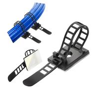 GPtzlei 25 Packs Black Adhesive Cable Clips, Adjustable Reusable Zip Ties with Screw Mount, Self Adhesive Cable Management Organizer for Home Office Desk