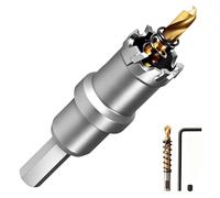 GPtzlei 32mm Tungsten Carbide Hole Saw Drill Bit, TCT Metal Hole Cutter for Stainless Steel, Iron & Metal, 3-Cutter Design, with Pilot Drill & Storage Case