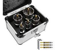 GPtzlei 5 Piece TCT Hole Saw Kit 16-45mm for Stainless Steel & Metal | tungsten carbide teeth, metal hole cutter set, pilot bits included, hex keys, storage case, for sheet plate pipe work