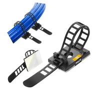 GPtzlei 50 Packs Black Adhesive Cable Clips, Adjustable Reusable Zip Ties with Screw Mount, Self Adhesive Cable Management Organizer for Home Office Desk