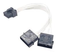GPU Power Cable 8-Pin to Dual 4-Pin Adapter for Graphics Cards - Highly Flexible 18 cm Cable with Copper Wire for PC Power Supply (Transparent)