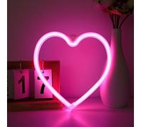 Gpurplebud Heart Neon Light Sign,Pink Led Lamp, Pink Heart Neon Wall Light, USB/Battery Operated Purple Lights for Bedroom,Valentines Gift