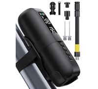 GPUTEK Mini Electric Bike Pump:150PSI Portable Bicycle Pump with Frame Mount,Digital Pressure Gauge and 5200mAh Battery for Road Bike Tires with Schrader Presta Dunlop Valves