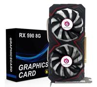 GPVHOSO Radeon RX 590 8GB GEM Graphics Card, 1469MHz 2304SP GDDR5 256bit, RX590 GPU 8K Video Card with Dual Cooling Fan, HDMI, DP, DVI-Output, PCIE 3.0 * 16 for Computer Gaming and Office