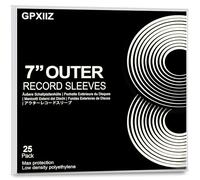 GPXIIZ 25x Thickened Vinyl Sleeves Outer 7 Inch | 100 Micron Durable Polyethylene Record Sleeves | No Edge Tearing | UV Resistant | Density Plastic Protective Vinyl Record Covers | Fit 7" EPs & 45s