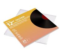 GPXIIZ Vinyl Sleeves Outer 12 Inch, 25 Crystal Clear Record Sleeves, 3 Mil Thick High-Density Polypropylene Plastic Protective LP Album Covers, Fit for 12" Single Double Albums & LPs
