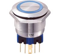 GQ22-11E/B/12V 22mm IP65 Vandal Resistant Switch SPST, On-On, Blue LED