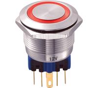 GQ22-11E/R/12V 22mm IP65 Vandal Resistant Switch SPST, On-On, Red LED