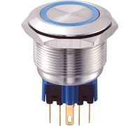 GQ25-11E/B/12V 25mm IP65 Vandal Resistant Switch DPST, On-On, Blue LED