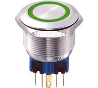 GQ25-11E/G/12V 25mm IP65 Vandal Resistant Switch DPST, On-On, Gree...