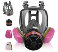 GQFOWE Pro Full-Face Respirator Mask with 60926 Filter and 40 mm Activated Carbon Filter Canister, Gas Masks for Dust, Painting, Organic Vapor, Chemical, Welding, Construction, Woodworking