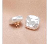 GQGQA 10PCS 10/12MM Small Square/Round Ball Pearl Buttons Semi-Circular Pearl Buttons Decorative Buttons for Cloth Crafting Resin Shank Button