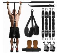 GQIRIL Pull Up Assistance Bands - Adjustable Heavy Duty Resistance Band with Knee Feet Rest for Pull Up Strength Training, Wrist Wraps for Home Fitness Body Stretching Workout Equipment (Black)