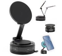 GQIRIL Vacuum Magnetic Phone Holder - Adjustable 360° Rotatable Suction Cup Cell Phone Mount, Foldable Portable Double-Sided Magnetic Car Smartphone Stand for Gyms Mirrors Glass Screen Travel (Black)