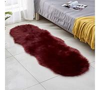 Gqiu Super Soft Faux Fur Sheepskin Rug Fluffy Area Rugs Anti-Skid Carpet for Living Room Bedroom Sofa Nursery Rugs Faux Fleece Chair Cover Seat Pad Floor Mat,wine red,60 * 90cm
