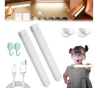 Gqiwub Punch-Free Smart Sensor Magnetic Rechargeable LED Lights, Motion Sensor Light Indoor, Under Cabinet Kitchen Lights, Kitchen Bedroom Stair Lighting (Warm*2, 50CM)