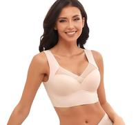 Gqiwub Wmbra Posture Correcting Wireless Bra UK - Full Coverage Sport Bra, Alpha, 3XL, Regular, Beige