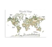 GQKIUYGA Animal World Map Watercolour Education Canvas Poster Wall Art Decor Print Picture Paintings for Living Room Bedroom Decoration 16x24inch(40x60cm)