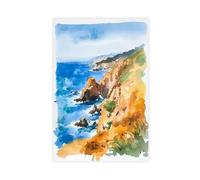 GQKIUYGA Big Sur California Coastline Watercolour Art Canvas Poster Wall Art Decor Print Picture Paintings for Living Room Bedroom Decoration 20x30inch(50x75cm)