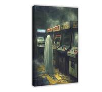 GQKIUYGA Ghosts in Abandoned Arcade Machines Canvas Poster Bedroom Decor Landscape Office Room Decor Gift 24x36inch(60x90cm)