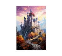 GQKIUYGA Medieval Castle Fantasy Art Oil Painting Canvas Poster Bedroom Decor Landscape Office Room Decor Gift 24x36inch(60x90cm)