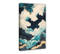 GQKIUYGA The Art of Japanese Wave Landscape Painting Canvas Poster Wall Art Decor Print Picture Paintings for Living Room Bedroom Decoration 16x24inch(40x60cm)